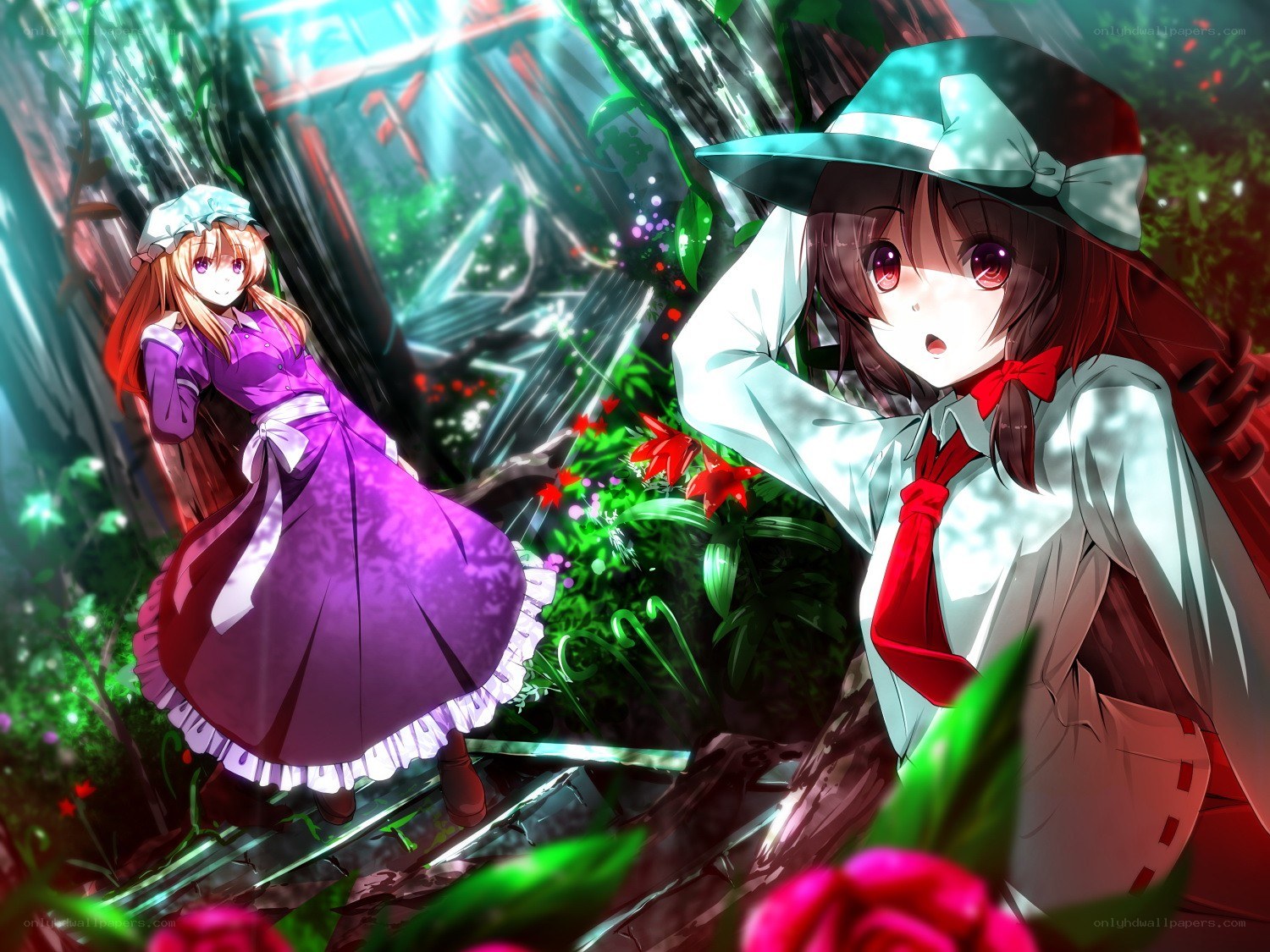Two girls in a forest