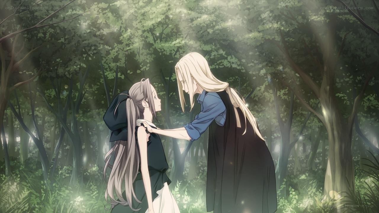 Two girls in a forest