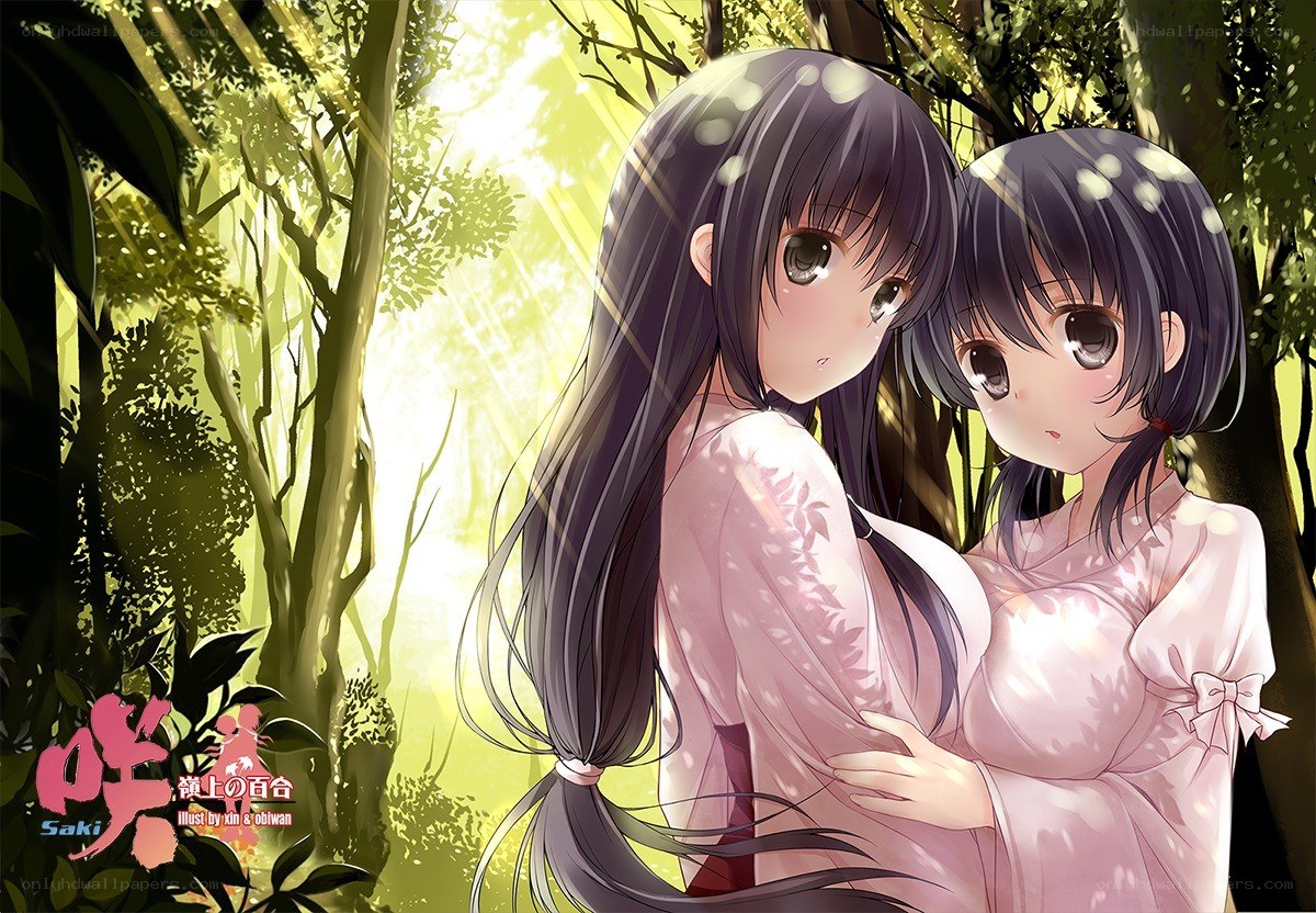 Two girls in a forest