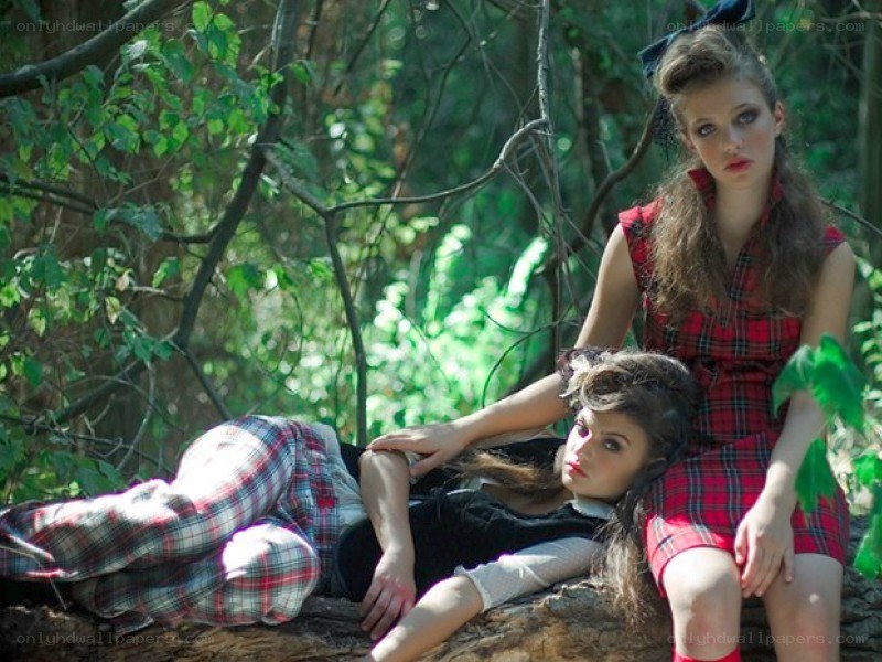 Two girls in a forest