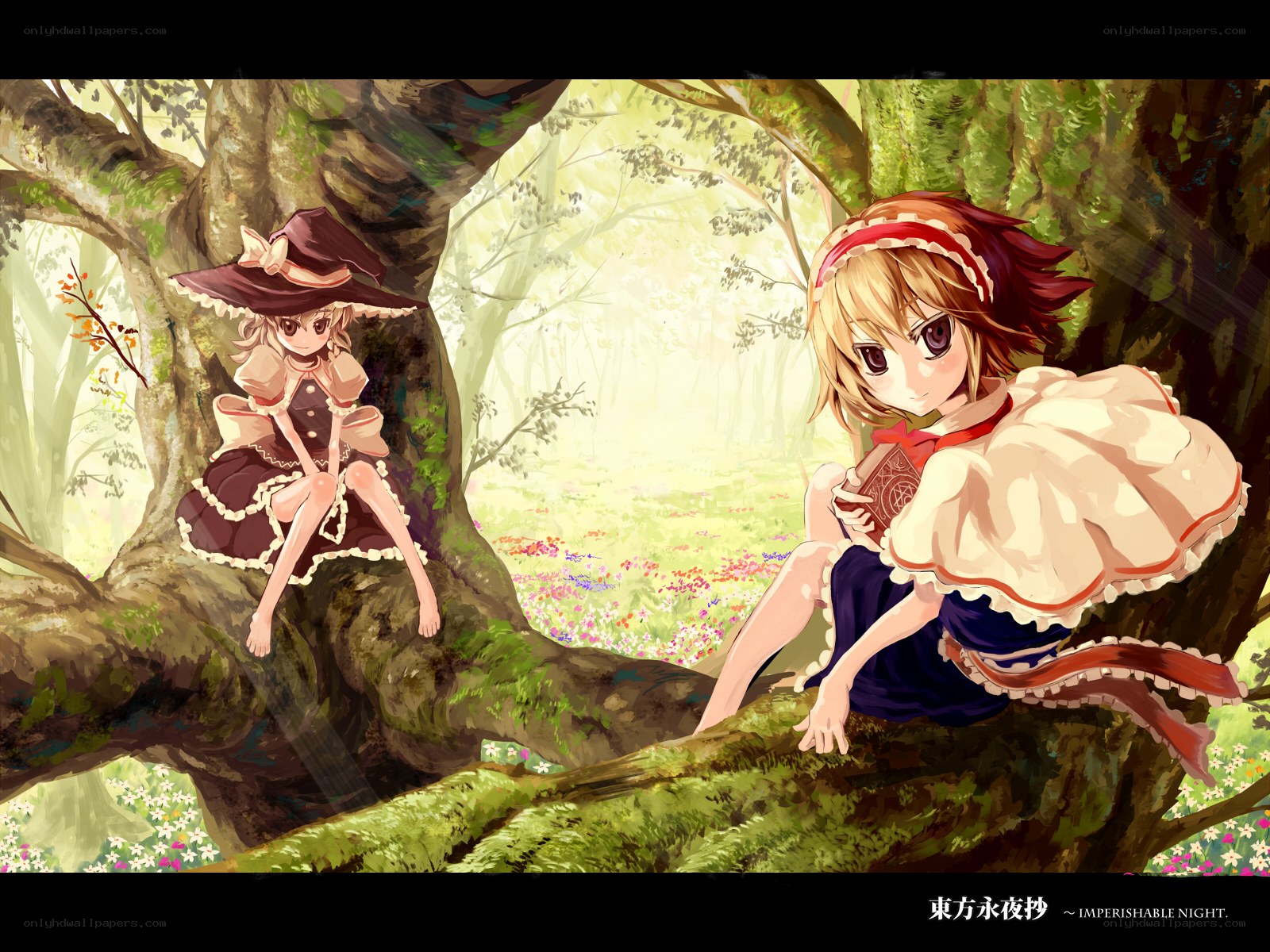 Two girls in a forest