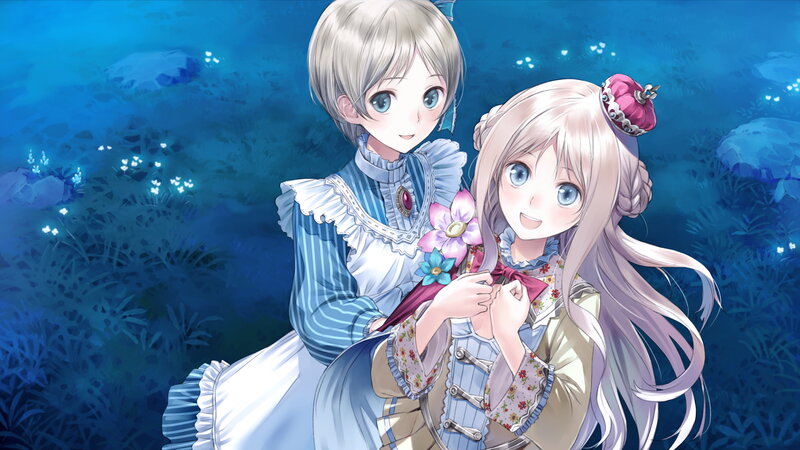 Two Girls in a Forest — Blue, Serene, Night, Anime
