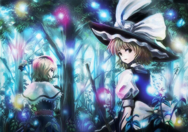 Two Girls in a Forest — Blue, Serene
