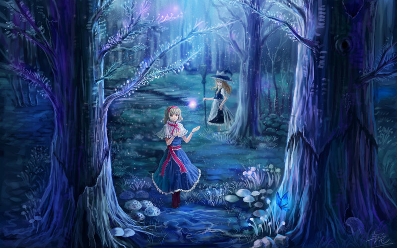 Two Girls in a Forest — Blue
