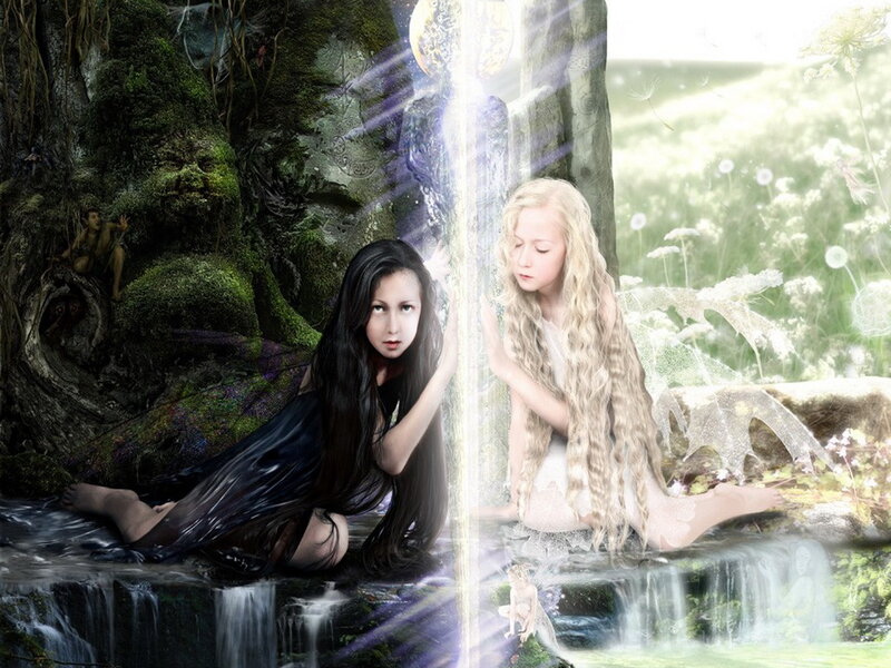 Two Girls in a Forest — Green, Fantasy