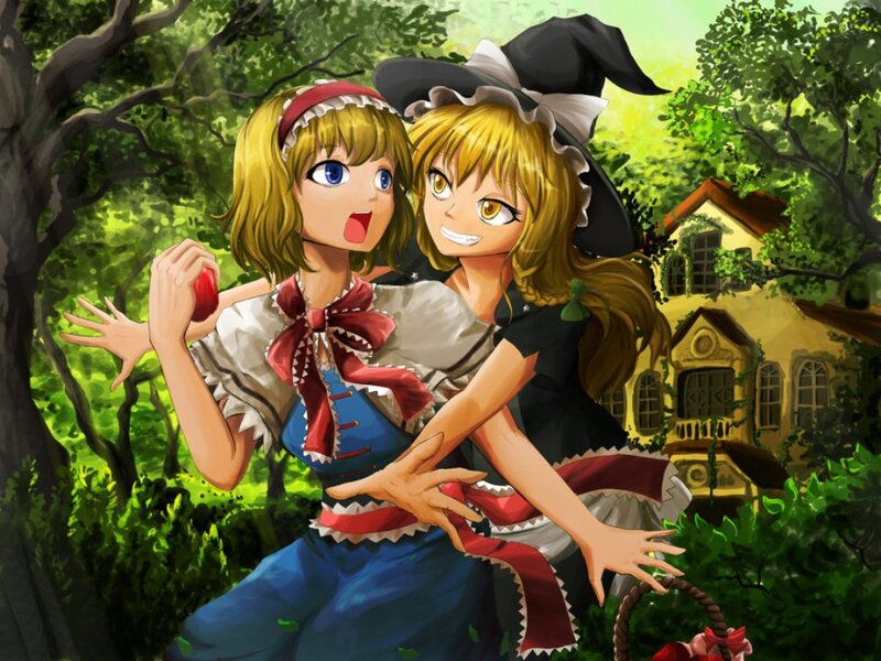 Two Girls in a Forest — Green, Playful