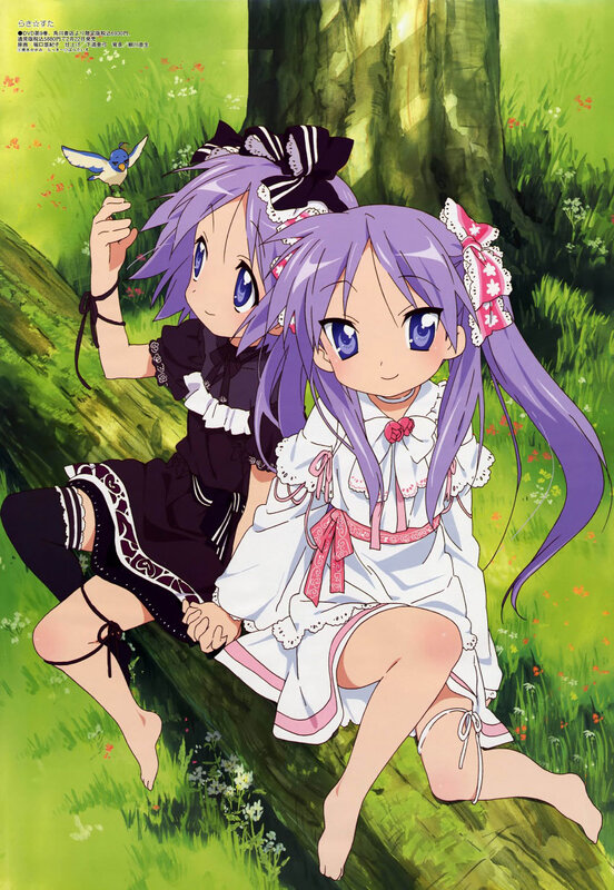Two Girls in a Forest — Green, Serene, Afternoon, Anime, Bird
