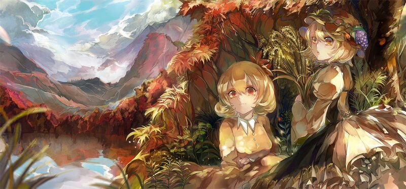 Two girls in a forest landscape