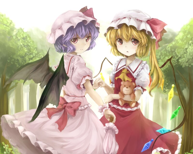 Two Girls in a Forest — Pink, Serene