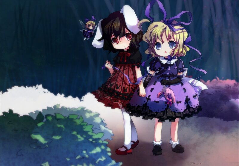 Two Girls in a Forest — Purple, Mysterious