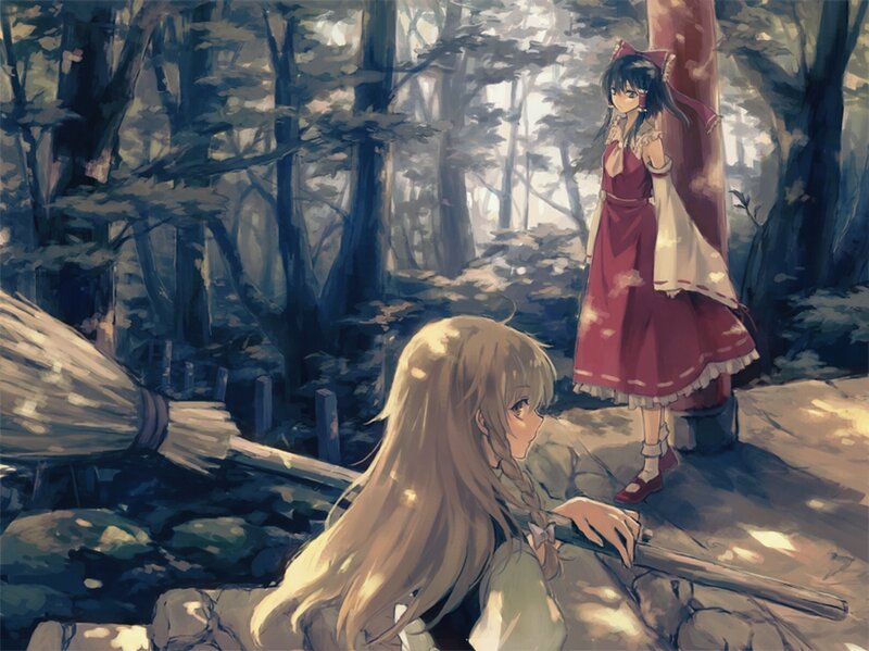 Two Girls in a Forest — Red