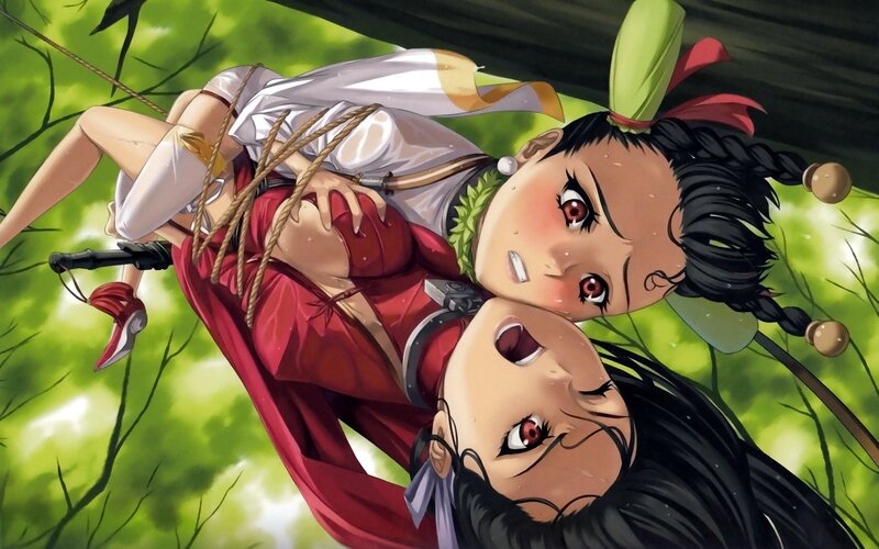 Two girls in a forest scene