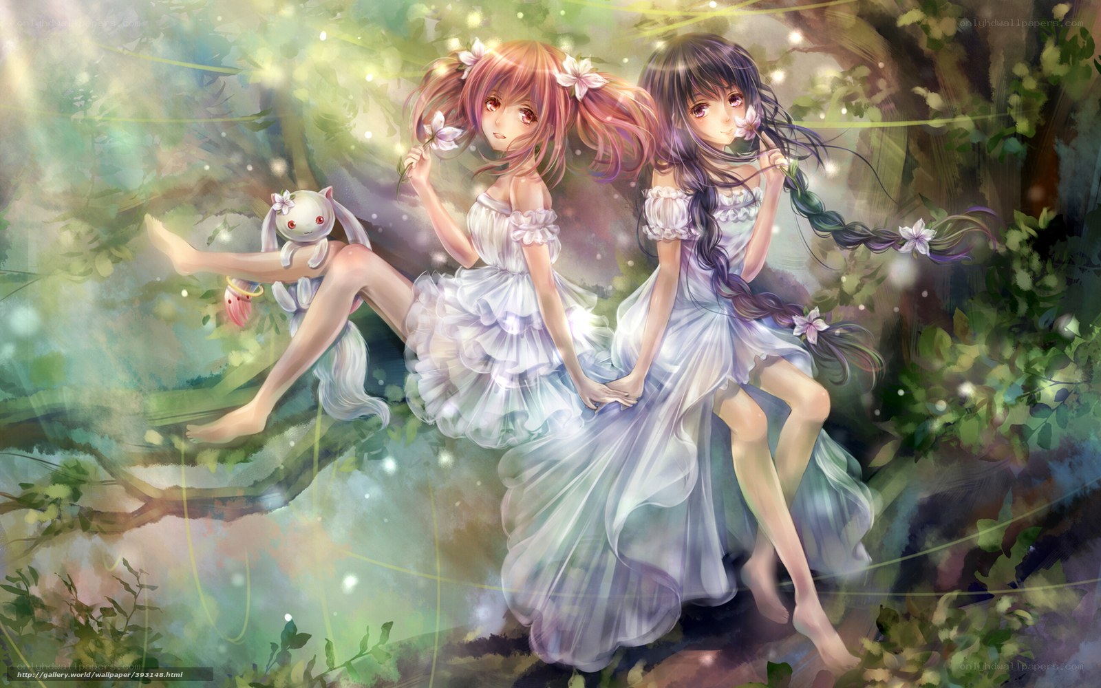 Two girls in a forest