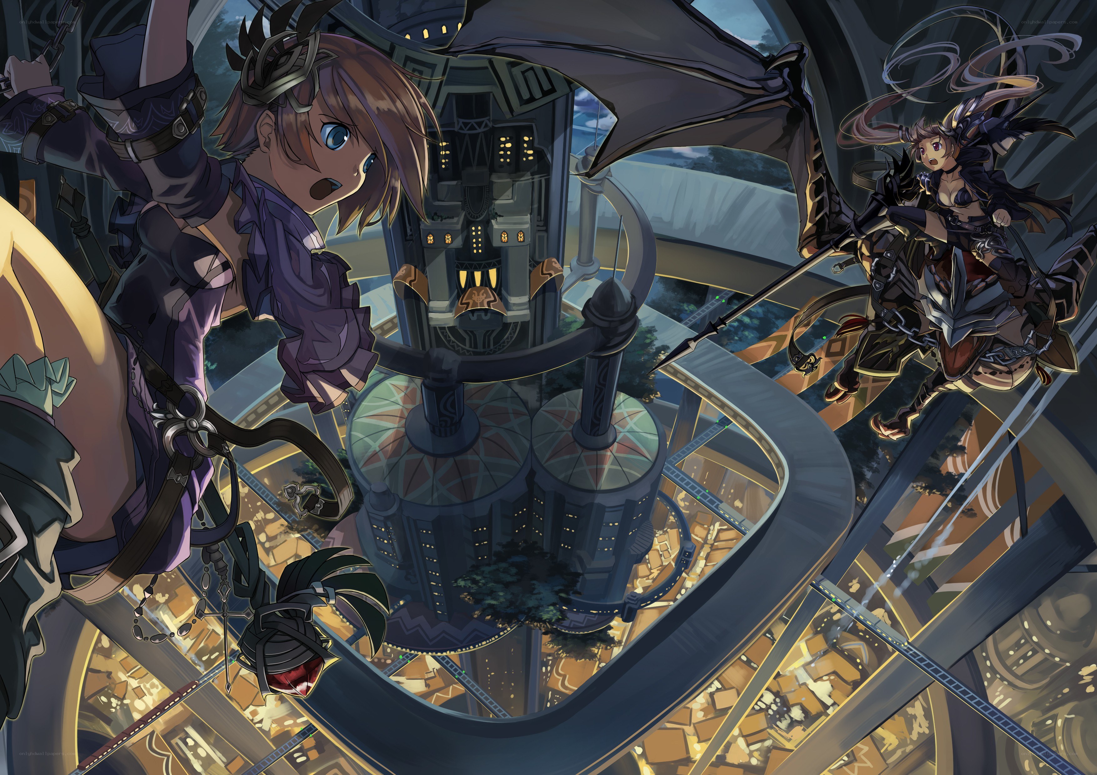 Two girls in a futuristic tower