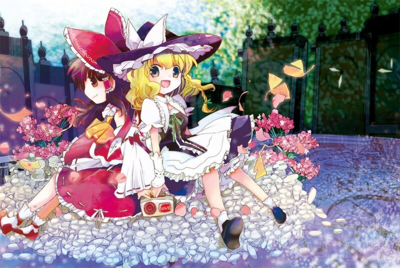 Two girls in a garden