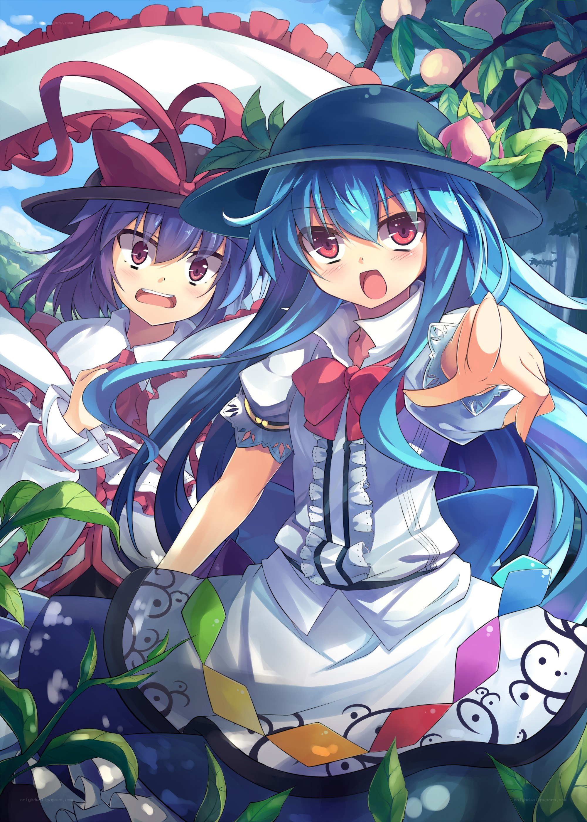 Two girls in a garden