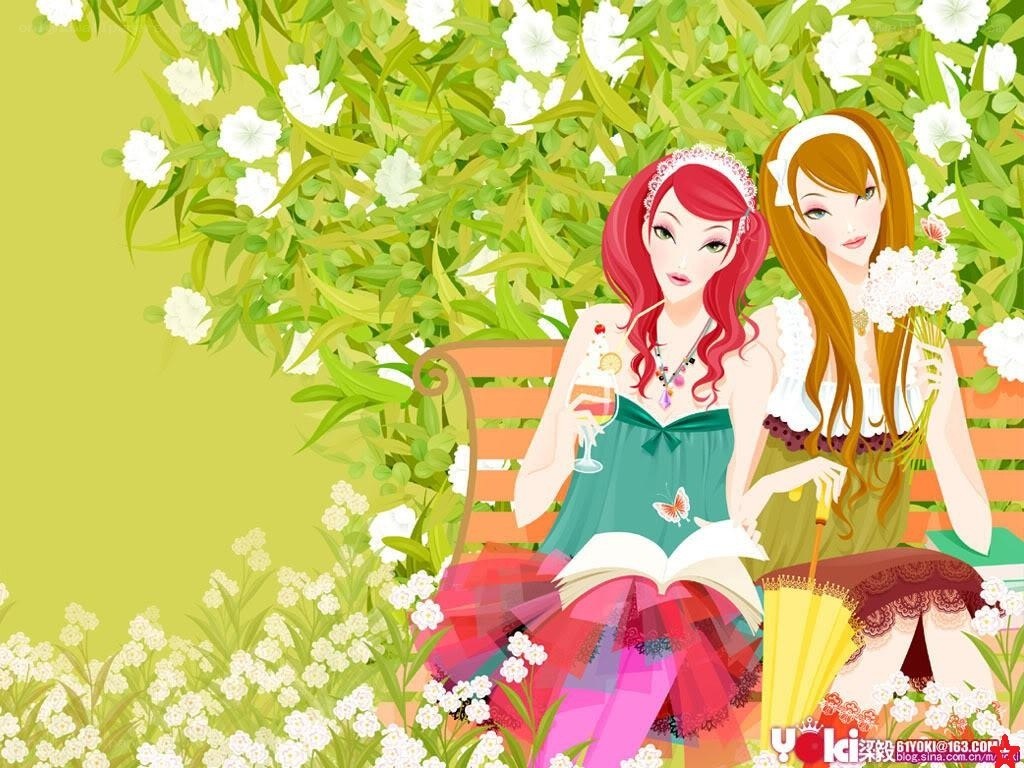 Two girls in a garden