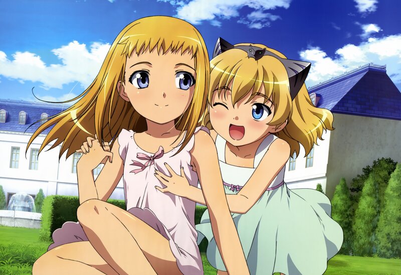 Two girls in a garden