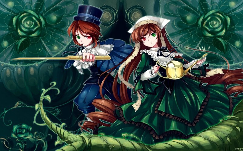 Two girls in a garden