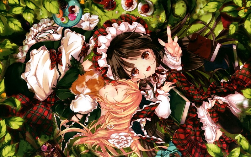 Two Girls in a Garden — Green, Peaceful