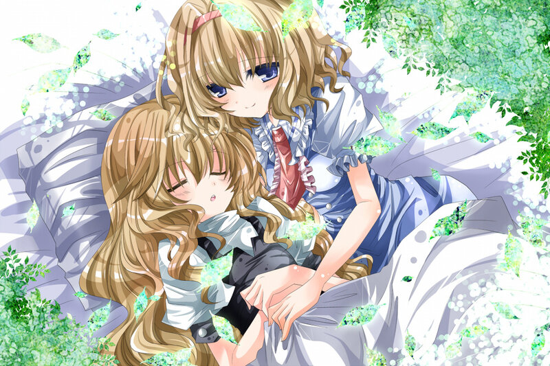 Two Girls in a Garden — Green, Serene