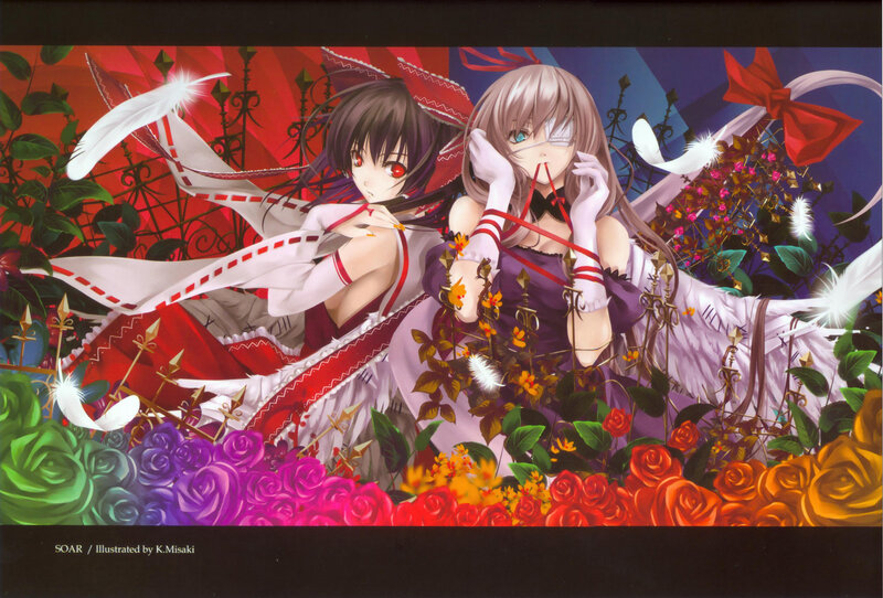 Two girls in a garden of roses
