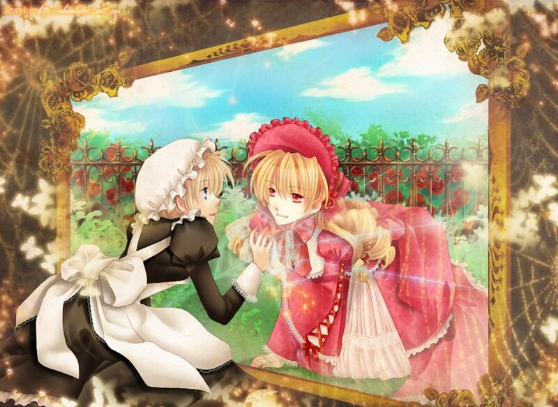 Two Girls in a Garden — Pink, Dreamy