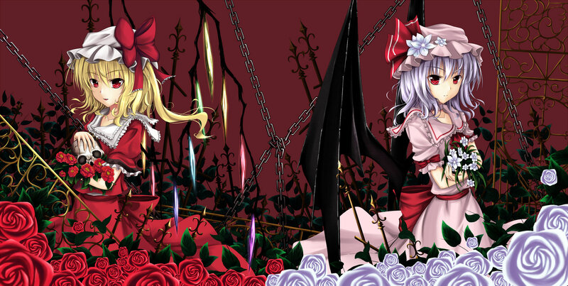 Two Girls in a Garden — Red