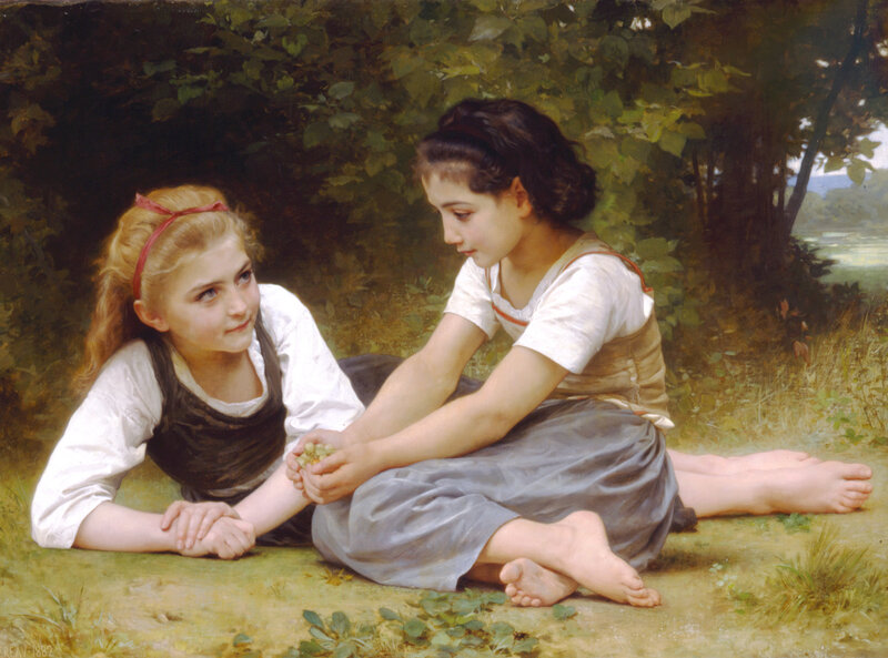 Two girls in a garden