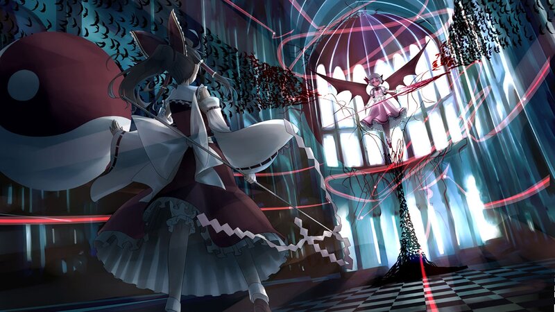 Two Girls in a Gothic Hall — Black