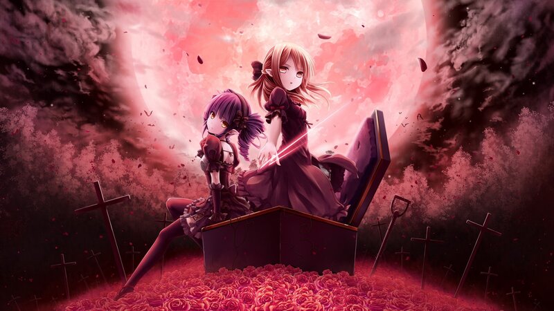 Two girls in a graveyard