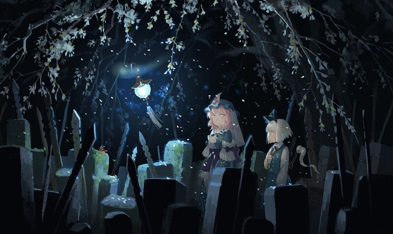 Two Girls in a Graveyard — Black