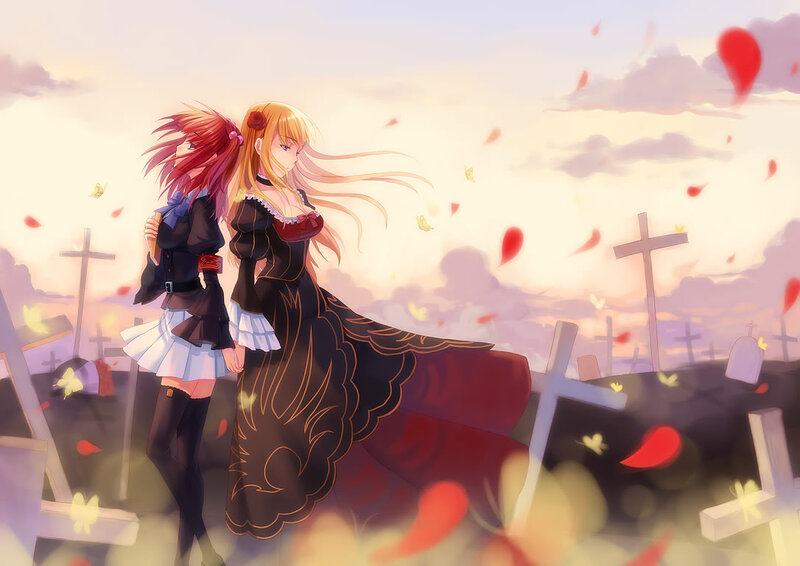 Two Girls in a Graveyard — Pink, Dramatic