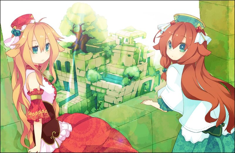 two girls in a green ruin