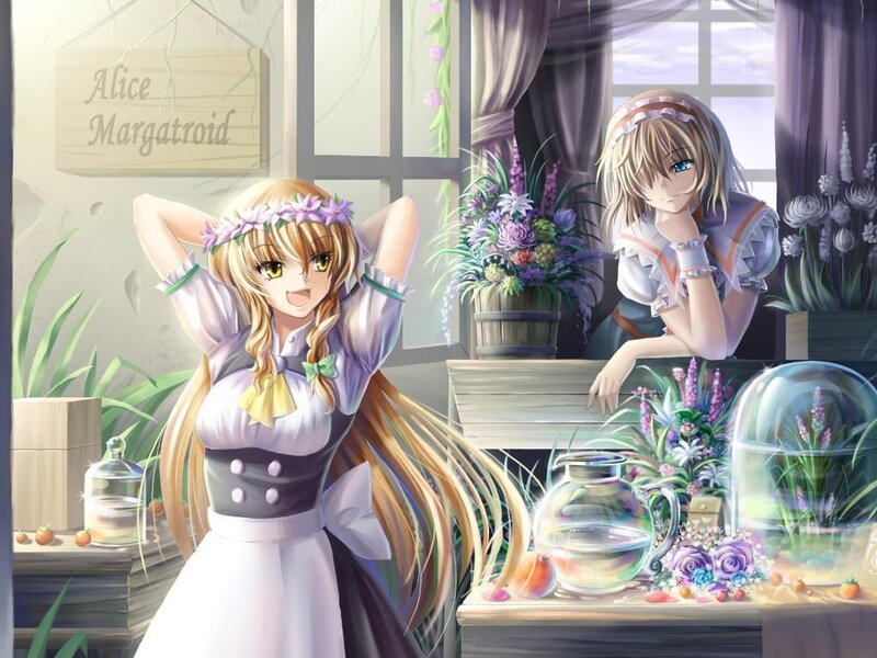 Two Girls in a Greenhouse — Purple