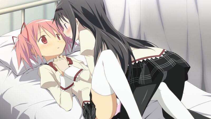 Two girls in a hospital bed