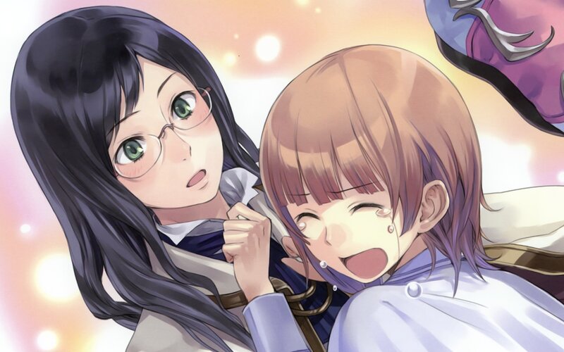 Two girls in a joyful embrace