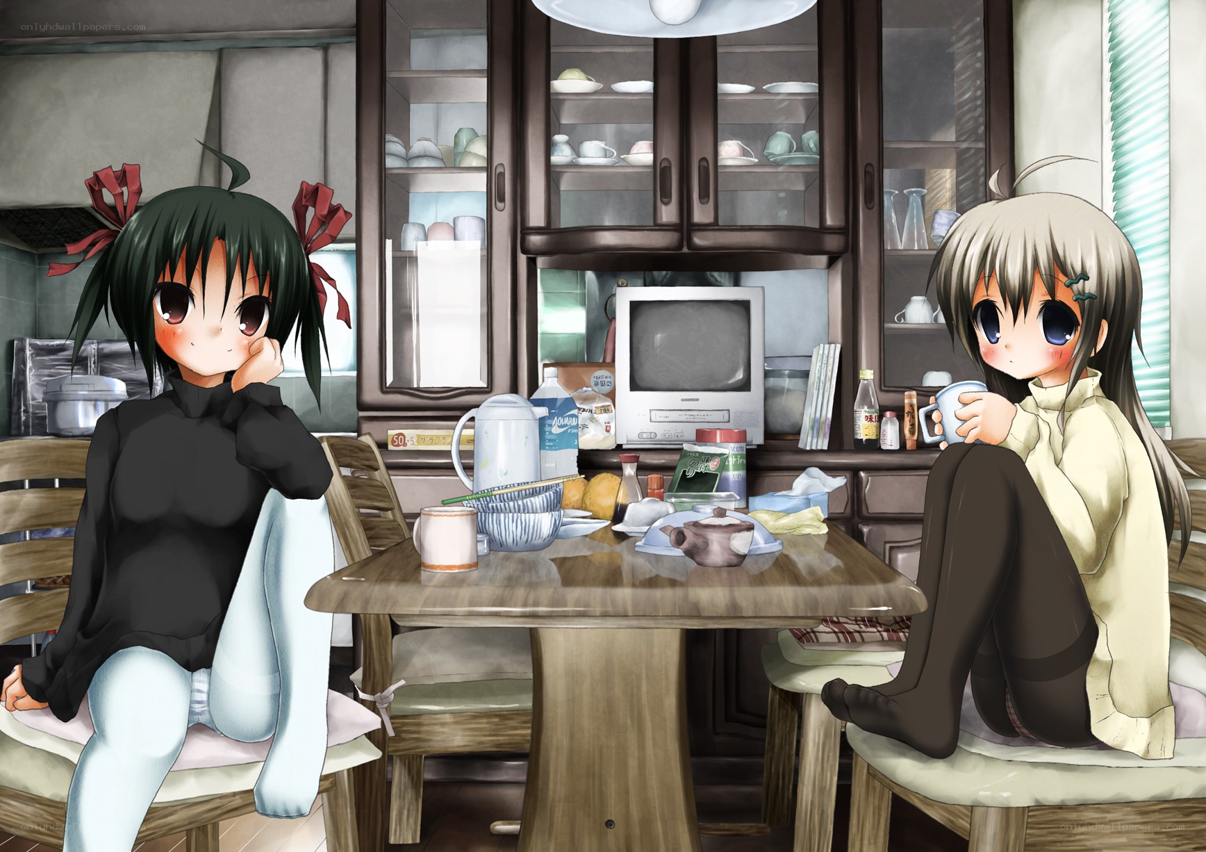 Two girls in a kitchen