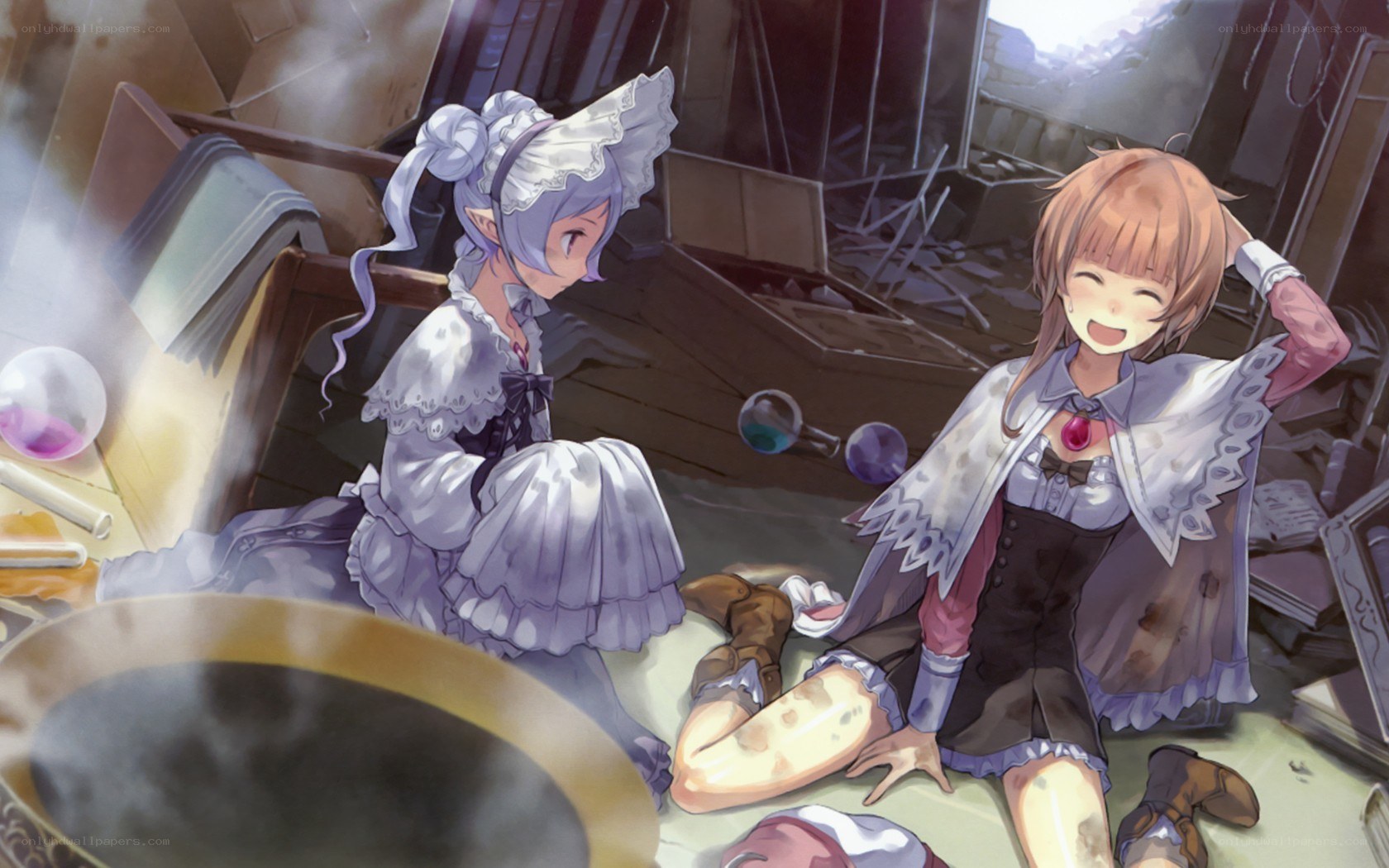 Two girls in a lab aftermath