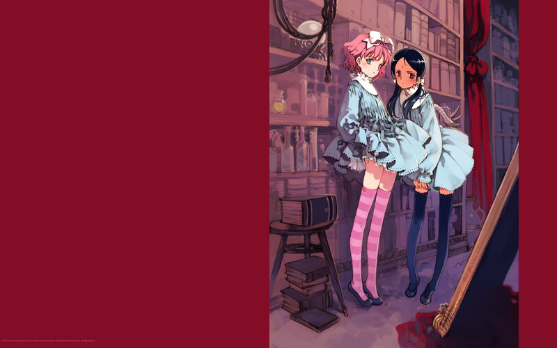two girls in a library