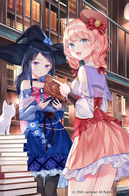 Two Girls in a Library — Blue