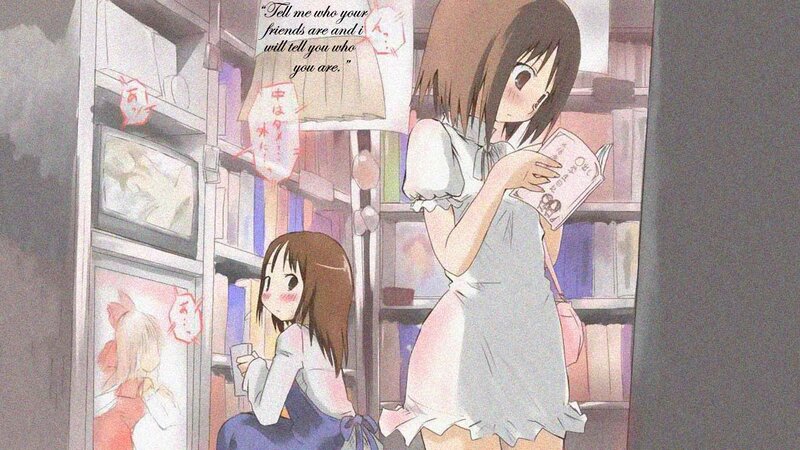 Two Girls in a Library — Brown, Calm