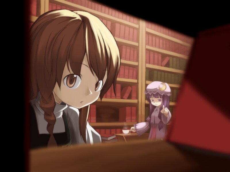 Two Girls in a Library — Brown
