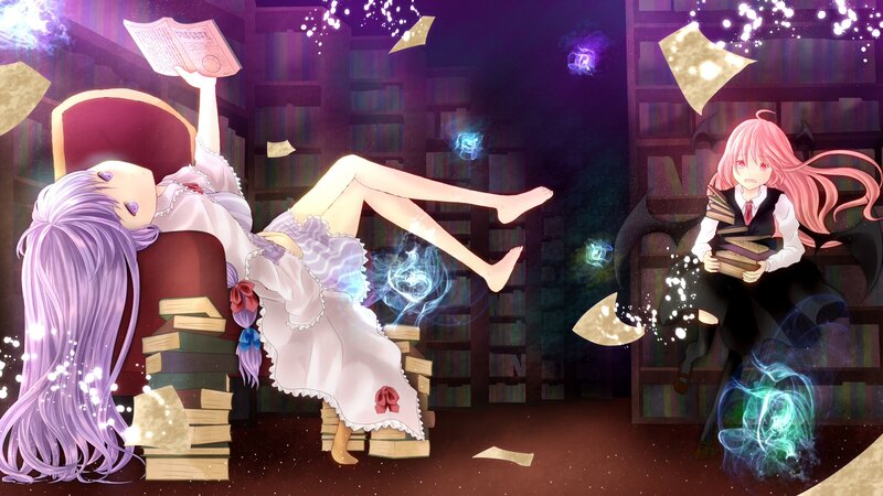 Two Girls in a Library — Purple, Magical
