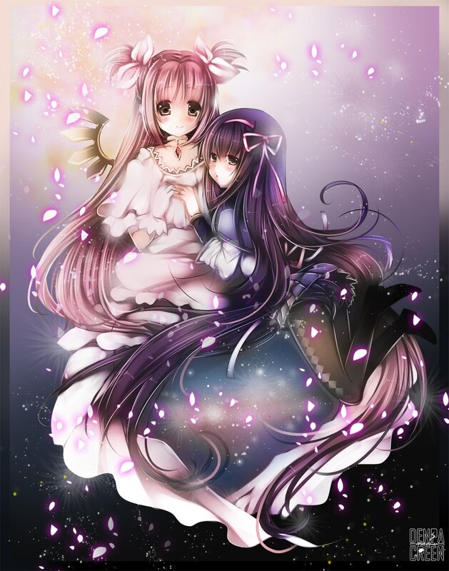 Two girls in a magical embrace