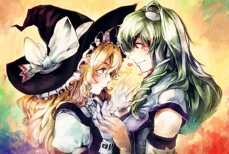 Two girls in a magical embrace