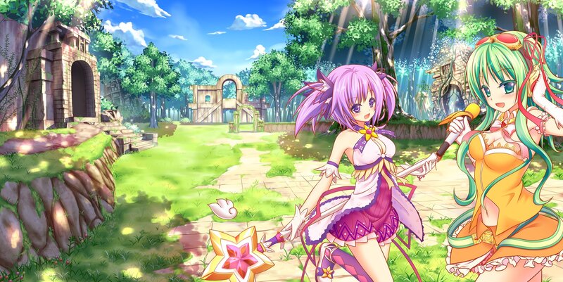 Two girls in a magical forest