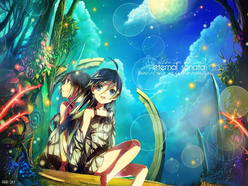 Two girls in a magical forest