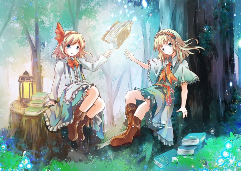 Two girls in a magical forest