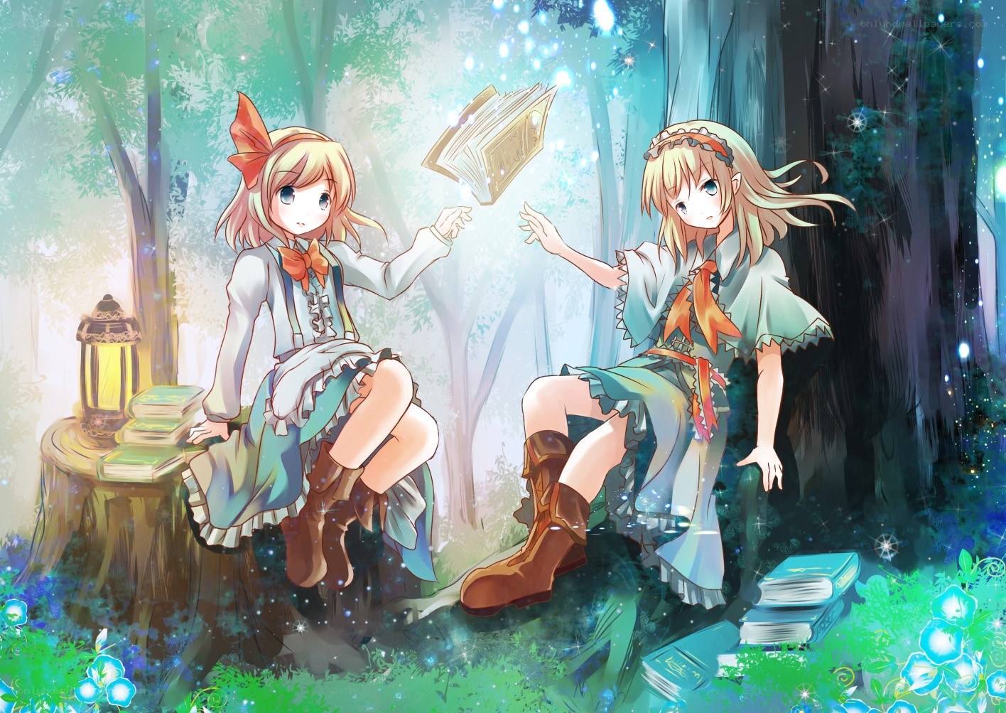 Two girls in a magical forest